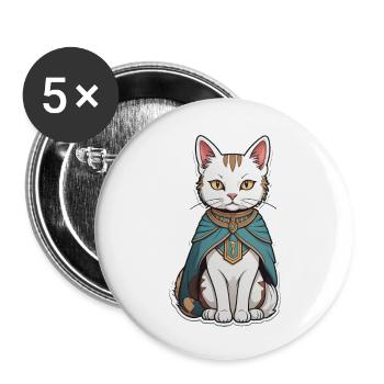 Cat Wizard - Buttons large 2.2''/56 mm (5-pack) - white - Front