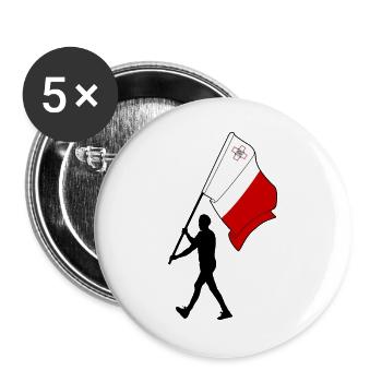 Flagge Malta Mann zu Fuß - Buttons groß 56 mm (5er Pack) - Weiß - Vorne