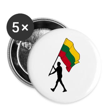 Flagge Litauen Mann geht - Buttons groß 56 mm (5er Pack) - Weiß - Vorne