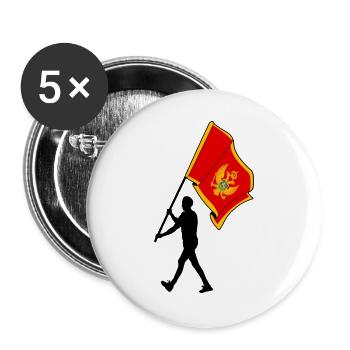 Flagge Montenegro Mann zu Fuß - Buttons groß 56 mm (5er Pack) - Weiß - Vorne