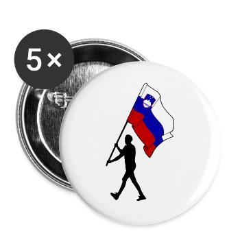 Flagge Slowenien Mann geht - Buttons groß 56 mm (5er Pack) - Weiß - Vorne