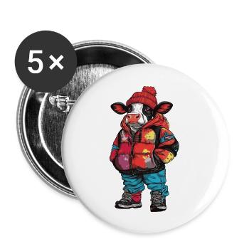 Cow Winter Fashion - Buttons large 2.2''/56 mm (5-pack) - white - Front