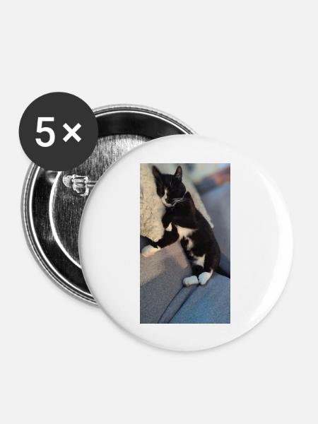 TUXEDO CAT SLEEPING - Buttons large 2.2''/56 mm (5-pack) - white