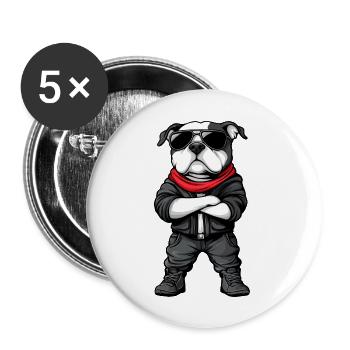 Staffordshire Dog Comic - Buttons large 2.2''/56 mm (5-pack) - white - Front