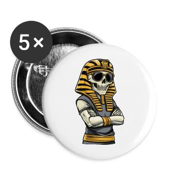 Pharao Skull - Buttons groß 56 mm (5er Pack) - Weiß - Vorne