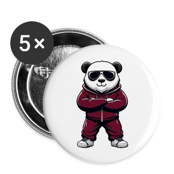 Bande dessinée cool panda - Lot de 5 grands badges (56 mm) - blanc - Devant