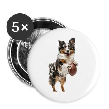 Australischer Schäferhund - Buttons groß 56 mm (5er Pack) - Weiß - Vorne
