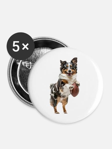 Australischer Schäferhund - Buttons groß 56 mm (5er Pack) - Weiß