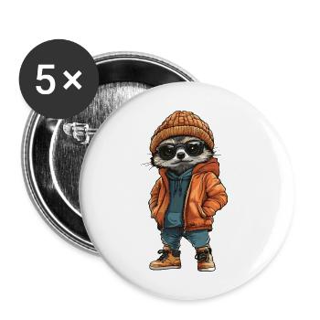 Meerkat Mode Hiver - Lot de 5 grands badges (56 mm) - blanc - Devant