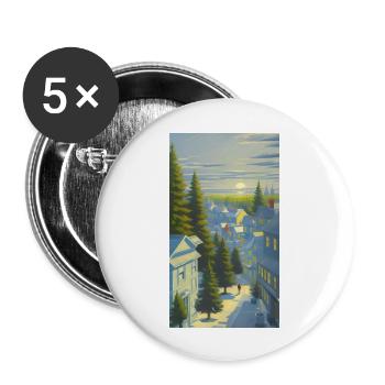 Coucher de soleil d’hiver dans un village confortable - Lot de 5 grands badges (56 mm) - blanc - Devant