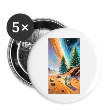 Astronauts explore foreign landscapes - Buttons large 2.2''/56 mm (5-pack) - white - Front