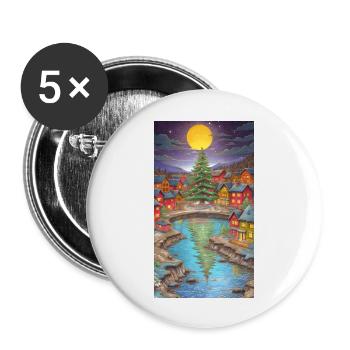 Manga-Weihnachtsdorf Manga Christmas Village - Buttons large 2.2''/56 mm (5-pack) - white - Front