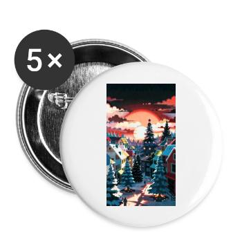 Dorf Wintersonnenuntergang Winter Sunset Village - Buttons large 2.2''/56 mm (5-pack) - white - Front
