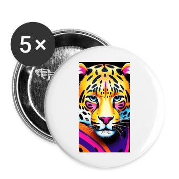 Leopard Front 1 - Buttons groß 56 mm (5er Pack) - Weiß - Vorne