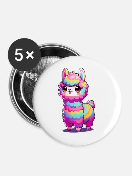 Alpaka - Buttons groß 56 mm (5er Pack) - Weiß