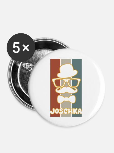 Joschka als Name - Buttons groß 56 mm (5er Pack) - Weiß