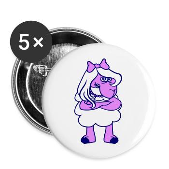 Sheep Offended Girl Wife Goth Emo Girl Pretty - Buttons large 2.2''/56 mm (5-pack) - white - Front