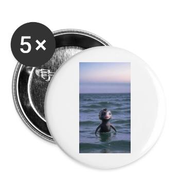 Cute Sea Creature in Vintage Movie Style Cute - Buttons large 2.2''/56 mm (5-pack) - white - Front