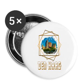Den Haag Niederlande Holland Skyline Stadt Gold - Buttons groß 56 mm (5er Pack) - Weiß - Vorne