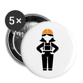 Construction Worker Woman - Buttons large 2.2''/56 mm (5-pack) - white - Front