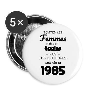 40 Jahre Jubiläum - Best Born in 1985 - Buttons groß 56 mm (5er Pack) - Weiß - Vorne