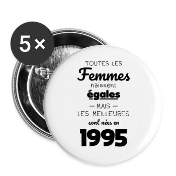 30 Jahre Jubiläum - Best Born in 1995 - Buttons groß 56 mm (5er Pack) - Weiß - Vorne