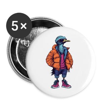 Strauß Lustig Winter - Buttons groß 56 mm (5er Pack) - Weiß - Vorne
