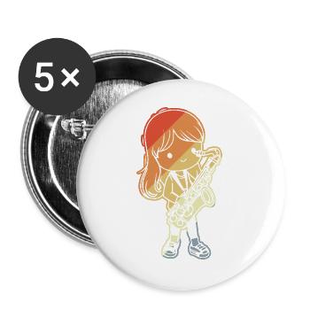 Petit Saxophoniste Bande Dessinée - Lot de 5 grands badges (56 mm) - blanc - Devant