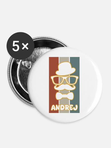 Andrej als Name - Buttons groß 56 mm (5er Pack) - Weiß