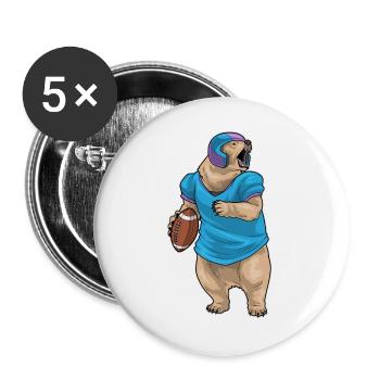 Bear American Football Sports - Buttons large 2.2''/56 mm (5-pack) - white - Front