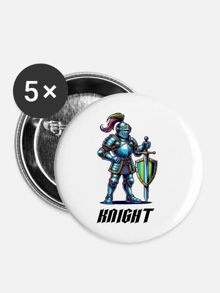 ritter comic - Buttons groß 56 mm (5er Pack) - Weiß
