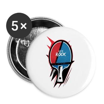 Tischtennisschläger für Sportler - Lets Rock - Buttons groß 56 mm (5er Pack) - Weiß - Vorne