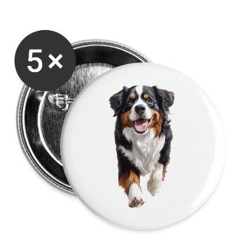 Berner Sennenhund - Buttons groß 56 mm (5er Pack) - Weiß - Vorne