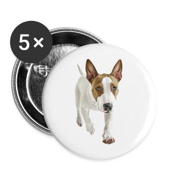 Bullterrier - Buttons groß 56 mm (5er Pack) - Weiß - Vorne