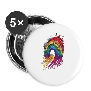 Arc-en-ciel - Lot de 5 grands badges (56 mm) - blanc - Devant