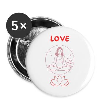 Love meditation - Buttons groß 56 mm (5er Pack) - Weiß - Vorne