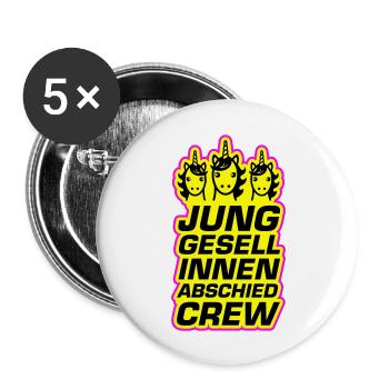 Junggesellinnenabschied Crew Einhorn Lustig - Buttons groß 56 mm (5er Pack) - Weiß - Vorne