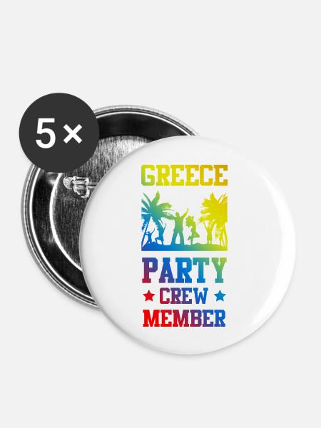 Greece Party Crew - Buttons groß 56 mm (5er Pack) - Weiß