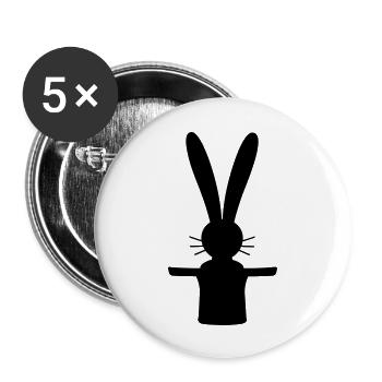 Hase Zylinder Hut Zauberer Kaninchen zaubern süß - Buttons groß 56 mm (5er Pack) - Weiß - Vorne