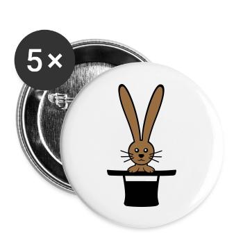 Hase Zylinder Hut Zauberer Kaninchen zaubern süß - Buttons groß 56 mm (5er Pack) - Weiß - Vorne