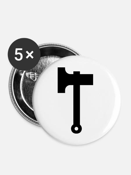 Axt - Buttons groß 56 mm (5er Pack) - Weiß