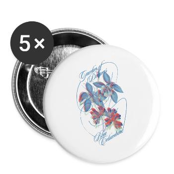 Blue Columbine – Garden of Dreams - Buttons large 2.2''/56 mm (5-pack) - white - Front