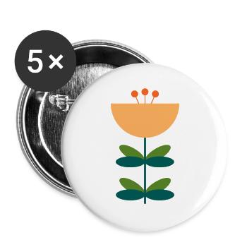 Conception d’illustration de fleur abstraite - Lot de 5 grands badges (56 mm) - blanc - Devant