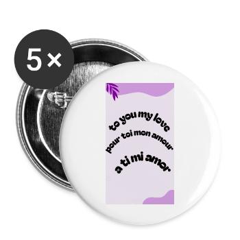AMOUR GLAMOR - Lot de 5 grands badges (56 mm) - blanc - Devant