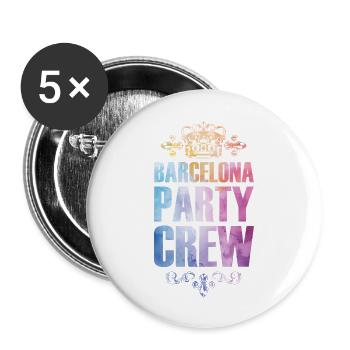 Barcelona Party Crew Bunt Urlaub - Buttons groß 56 mm (5er Pack) - Weiß - Vorne
