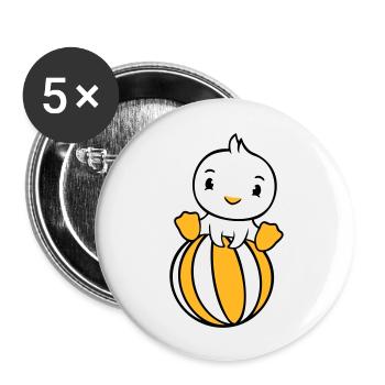 Canard assis sur le ballon Circus Vacances Beach Ball Fun - Lot de 5 grands badges (56 mm) - blanc - Devant