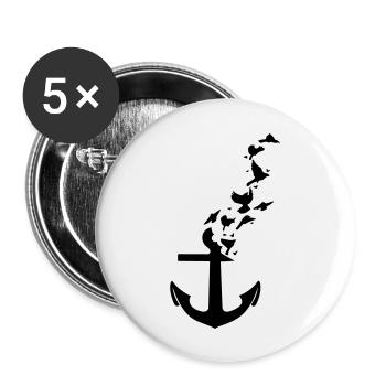 ancre - Lot de 5 grands badges (56 mm) - blanc - Devant