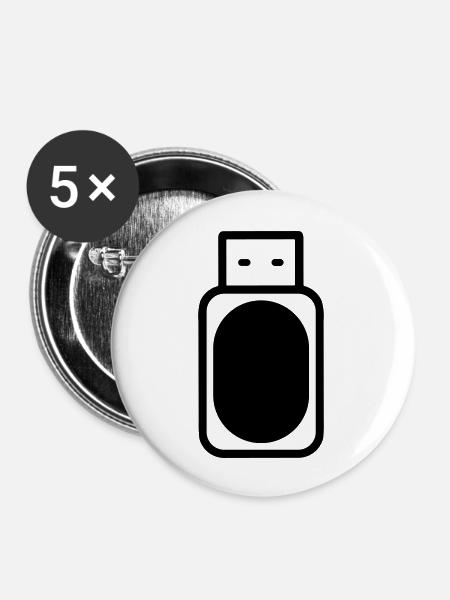 USB-Stick - Buttons groß 56 mm (5er Pack) - Weiß
