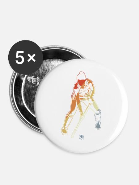 Feldhockeyspielerin - Buttons groß 56 mm (5er Pack) - Weiß