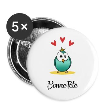 DAD. FATHER'S DAY. HAPPY FATHER'S DAY. HAPPY BIRTHDAY. - Buttons large 2.2''/56 mm (5-pack) - white - Front